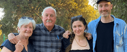 Photo supplied by the family and used with permission Family group; Mum, Dad and two adult children, one male and one female