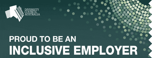 green background. white text. "Proud to be an inclusive employer"