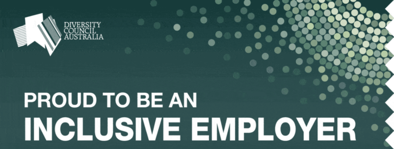 green background. white text. "Proud to be an inclusive employer"